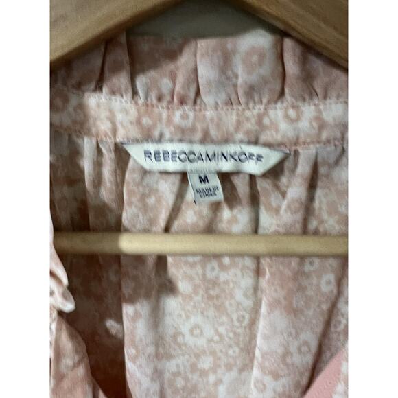 Rebecca Minkoff Women Viko pink floral Tie Neck Long Sleeve Top size M A001792 - Picture 6 of 11